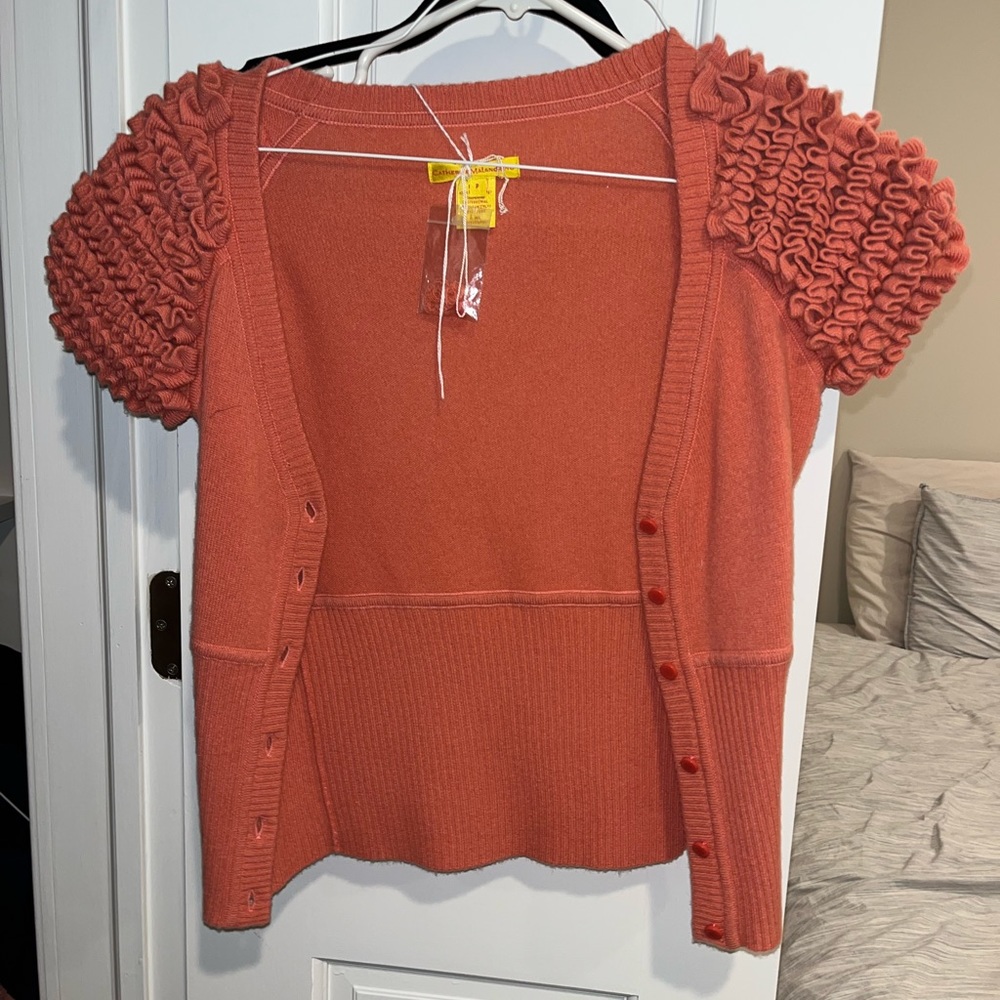 Cashmere ruffle cardigan, Catherine de Melandrino. Never worn, New with tags